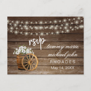 Rustic Wood Barrel och White Flower Vykort
