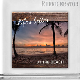 Rustic Wood Beach Photo Magnet