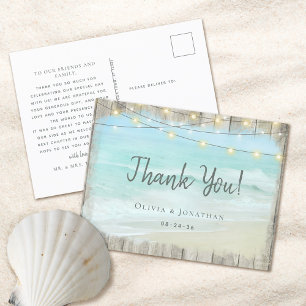 Rustic Wood Beach Wedding Tack Vykort