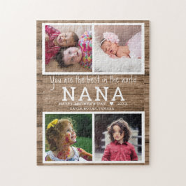 Rustic Wood Best Nana 4 Photo Collage Pussel