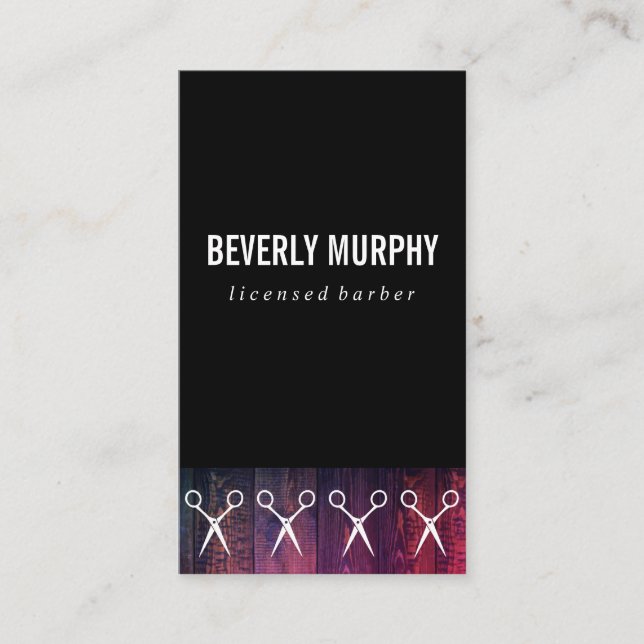 Rustic Wood Black med Shears Mönster Visitkort (Framsida)