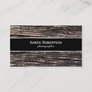 Rustic Wood & Black med Silver Lining Visitkort