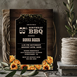 Rustic Wood Blommigt 65e Birthday BBQ Inbjudningar