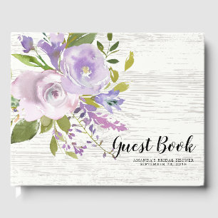 Rustic Wood Blommigt Baby Möhippa Guest Bok