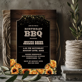 Rustic Wood Blommigt Birthday BBQ Inbjudningar