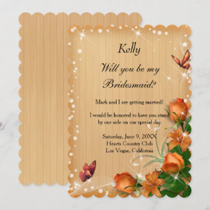 Rustic Wood Blommigt Butterfly Bridesmaid Inbjudningar
