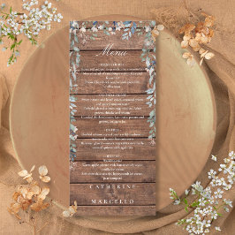 Rustic Wood Blommigt Cascade Monogram Bröllop Midd Meny