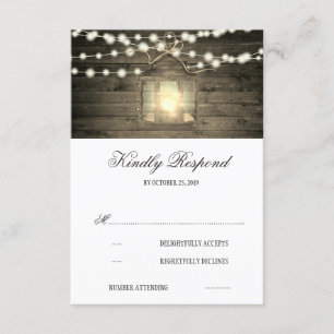 Rustic Wood Blommigt Lantern Ljus Bröllop OSA Kort