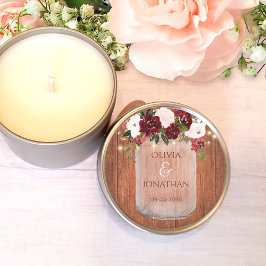 Rustic Wood Blommigt Mason Burk Ljus Bröllop Runt Klistermärke