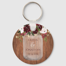 Rustic Wood Blommigt Mason Burk Ljus Wedding Favor Nyckelring