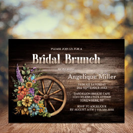 Rustic Wood Blommigt Möhippa Brunch Inbjudningar