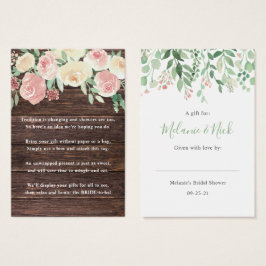 Rustic Wood Blommigt No Wrap Shower visning märkre Visitkort