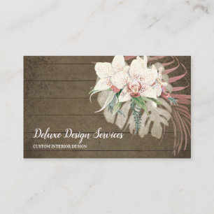 Rustic Wood Blommigt Orchid Elegant Foliage Greene Visitkort