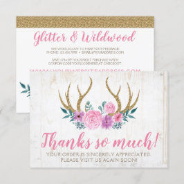 Rustic Wood & Blommigt Ro Antlers tackkort Inbjudningar