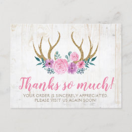 Rustic Wood & Blommigt Ro Antlers tackkort Vykort