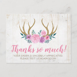 Rustic Wood & Blommigt Ro Antlers tackkort Vykort