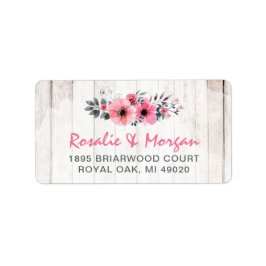 Rustic Wood Blommigt Ro Land Chic Coral Adress Adressetikett
