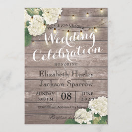 Rustic Wood Blommigt String Light Wedding bjudande Inbjudningar