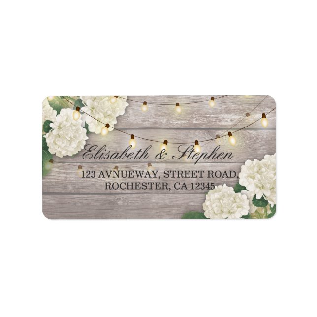Rustic Wood Blommigt String Ljus Bröllop Adress Adressetikett (Framsidan)