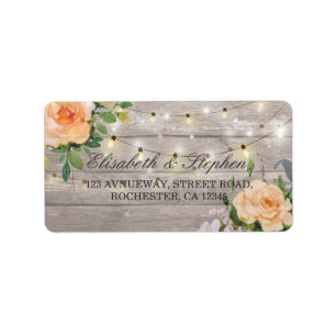 Rustic Wood Blommigt String Ljus Bröllop Adress Adressetikett