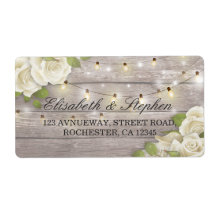 Rustic Wood Blommigt String Ljus Bröllop Adress