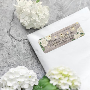 Rustic Wood Blommigt String Ljus Bröllop Adress Returadress Etikett