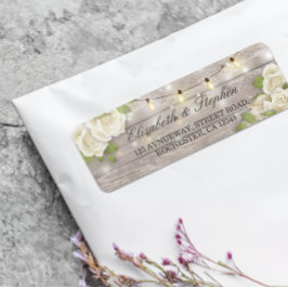Rustic Wood Blommigt String Ljus Bröllop Adress Returadress Etikett