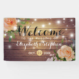 Rustic Wood Blommigt String Ljus Bröllop Banner