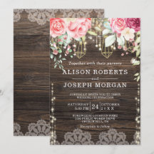 Rustic Wood Blommigt String ljus Bröllop