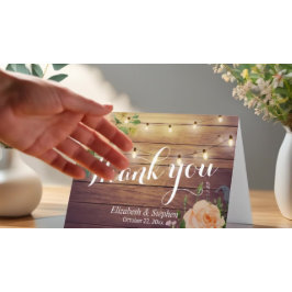 Rustic Wood Blommigt String Ljus Bröllop Tack