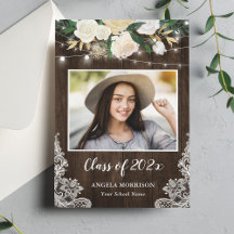 Rustic Wood Blommigt String Ljus Studentfest