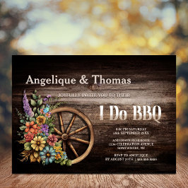 Rustic Wood Blommigt Wagon Wheel I Do BBQ Inbjudningar