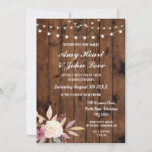 Rustic Wood Blommigt Wedding bjudande in Ljus Flow