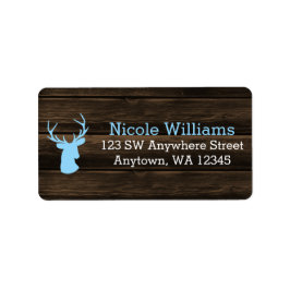 Rustic Wood Blue Buck Hjort Adress Adressetikett