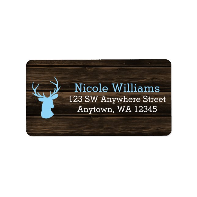 Rustic Wood Blue Buck Hjort Adress Adressetikett (Framsidan)