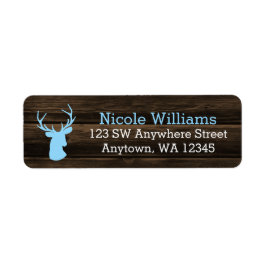 Rustic Wood Blue Buck Hjort Returadress Etikett