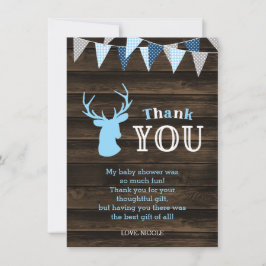 Rustic Wood Blue Hjort Baby Shower Tack Kort