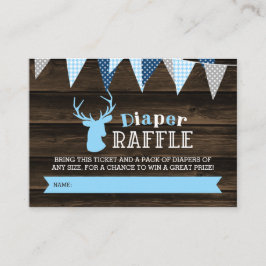 Rustic Wood Blue Hjort Boy Diaper Raffle Biljett Tilläggskort