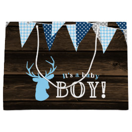 Rustic Wood Blue Hjort Boy Shower