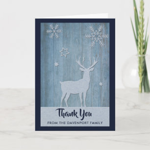 Rustic Wood Blue Reindeer Land jul Kort
