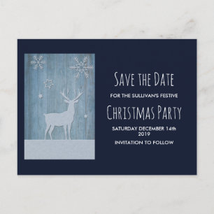 Rustic Wood Blue Reindeer Land jul Vykort