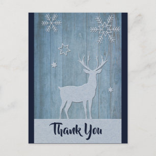 Rustic Wood Blue Reindeer Land jul Vykort