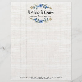 Rustic Wood & Bohemian Watercolor Blommigt Pilar Brevhuvud