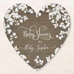 Rustic Wood Boho Babykläder, Blommigt för andning Underlägg Papper