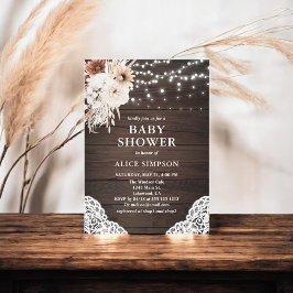 Rustic Wood Boho Blommigt Baby Shower Inbjudningar
