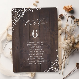 Rustic Wood Boho blommigt bordsnummer Sittdiagram