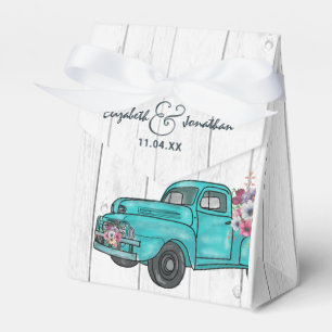 Rustic Wood Boho Blommigt Teal Lastbil Bröllop Presentaskar