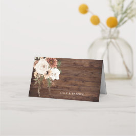 Rustic Wood Boho Blommigt Terracotta Bröllop Placeringskort