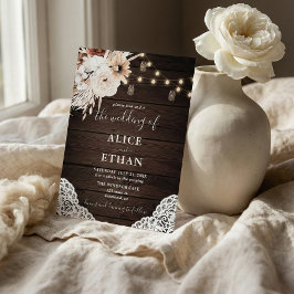 Rustic Wood Boho Flowers Fall Wedding Inbjudningar