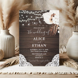 Rustic Wood Boho Torkad Blommigt Bröllop Inbjudningar